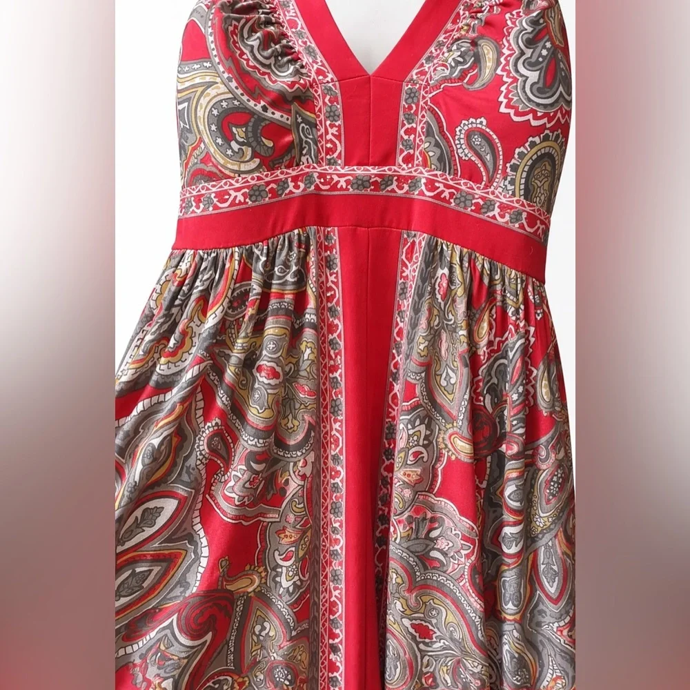 INC International Concepts Paisley Maxi Dress Pink Gray Sleeveless Size Small - Picture 2 of 7